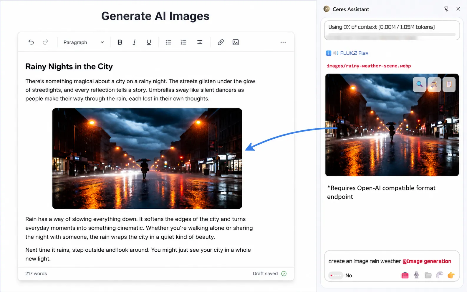 Image generation inside articles