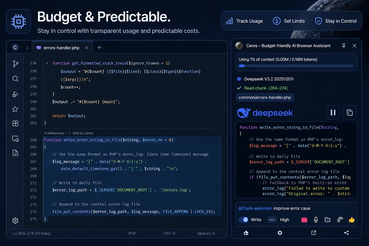 Budget-friendly AI assistant for VS Code