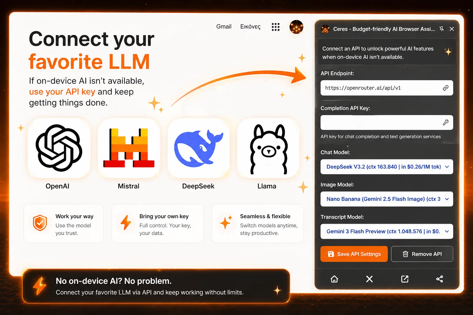 Re-write buttons on the browser with custom provider LLM